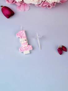 Sanrio 1 pezzo - Candela per festa di compleanno/festival a tema Sanrio, Dolce candela rosa di Hello Kitty, disponibile nei numeri da 0 a 9, decorazione per torta adorabile a forma di gattino