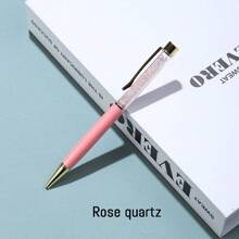 1 pièce Stylo à bille en cristal d'améthyste naturelle authentique et non traitée - Pierre brute unique, écriture fluide, parfait pour les fournitures scolaires des étudiants et les cadeaux d'affaires de bureau - Matériau authentique et non traité