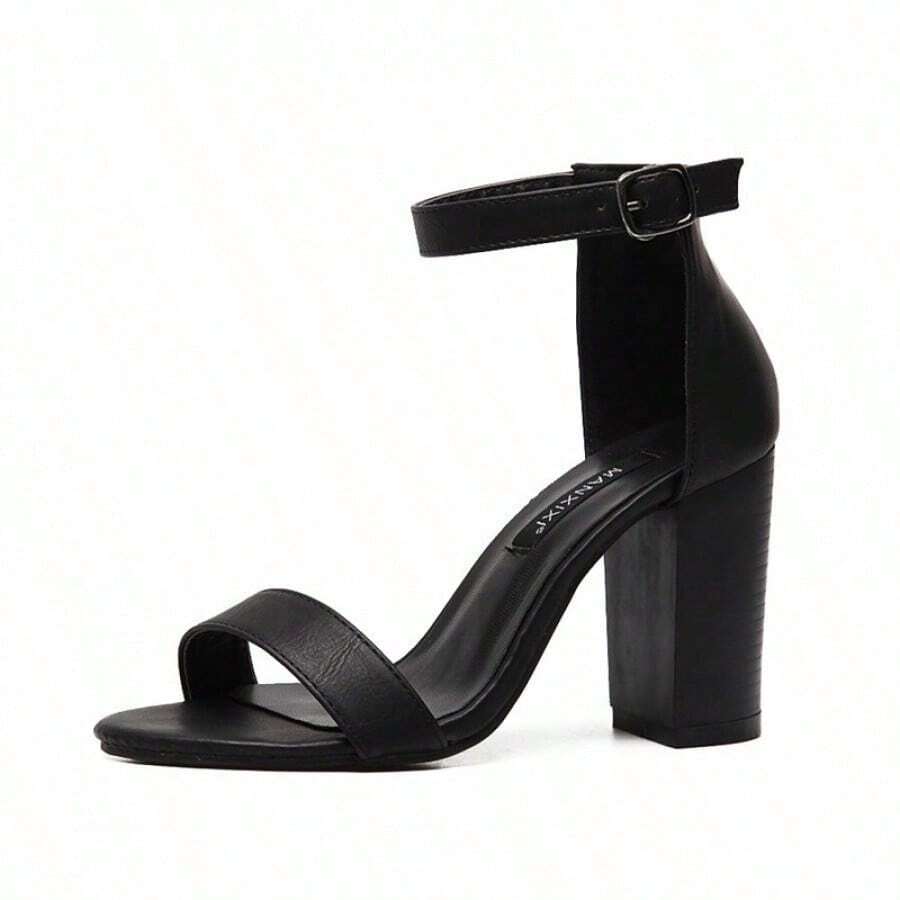 Women's 2-Strap Heeled Sandals - Black - View 1