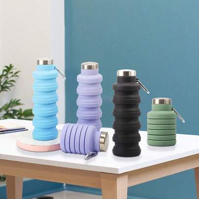 纯色硅胶水杯，便携式可折叠饮水瓶，户外运动旅行伸缩水杯运动水壶，户外水瓶