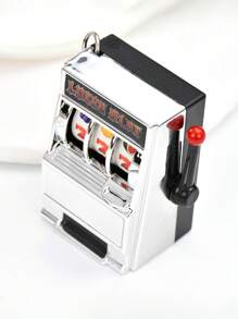 1 pièce Mini machine à sous drôle et mignonne porte-clés pendentif machine à sous avec rouleau tournant et porte-clés pour cadeaux de vacances, décorations de gâteau d'anniversaire, fournitures de fête, porte-clés de sac, pendentif de perle, petit cadeau, accessoires de voiture, breloques de sac à dos pour l'école