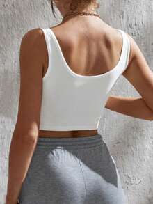 Custom Sports Personalized Gifts, Custom Women's Short Tank Top, Add Text (Name/Quotes/Sentences/Holidays/Numbers Etc) And Design Your Own Personalized Printed Short Tank Tops As Gifts For Girlfriends, Couples Dating Shirts And More. Can Be Designed And Customized For Valentine's Day, Mardi Gras, Easter, Ramadan, St. Patrick's Day, Memorial Day, Mother's Day, Birthdays, Holidays - White - View 4