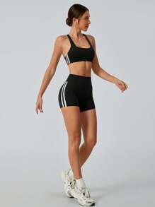 NcmRyu 1 Stück Damen Mode Yoga Pilates Lauf Training Fitness Lässig Sport BH und Shorts Set, Frühling/Sommer