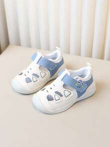 1 pereche de sandale goale respirabile, complet acoperite cu desene animate pentru copii mici, pantofi confortabili de vară pentru bebeluși - Albastru si alb - Vizualizare 2