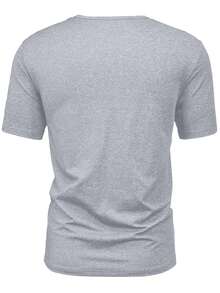 Herren Regular Fit Kurzarm T-Shirt mit einzigartigem Buchstabendruck, lässiges Outdoor Sportshirt für Laufen, Golf, Angeln, Basketball, Camping, Fitness, Schwimmen, Strandaktivitäten. Geeignetes Geschenk für Ehemann oder Freund - Hellgrau - Übersicht 3