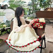 超大玫瑰花束毯子，情侣礼物，朋友节日礼物，独特礼物 - 白色 - 查看 3