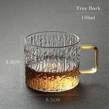 2/4/6/12件套直筒玻璃杯，金色手柄，130毫升，可爱时尚，日式耐热透明玻璃杯，适用于浓缩咖啡、果汁、茶等多种场合。 - 無色 - 查看 3