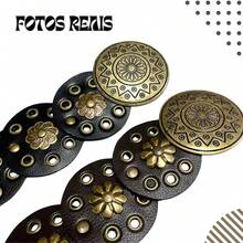 Women's Boho Chic Country Rodeo Belt Simple Metal Buckle Casual - Óxido marrón - Ver 4