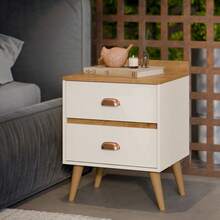 Set Of 2 Bedside Tables Mudo Madero New Retro Bedroom Bed Various Colors - Beige - View 3