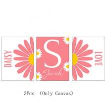 3pcs/Set Personalized Name Wall Art Posters - Customized Pink Daisy Nursery Decor Set For Girls | Custom Name Floral Wall Art For Living Room, Bedroom, Kitchen Decor - Unique Gift Idea Unframed Indoor Art Prints Gifts Birthday Graduation