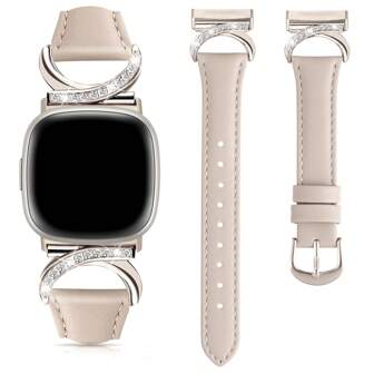 Women's Leather Watch Band For Fitbit Versa 4/Versa 3/Sense 2/Sense - Diamond C-Shaped Gold Buckle Design - Comfortable Sweat-Proof Slim Strap - Stylish Fashionable Multiple Colors - Fits 5.5-8.3 Inch Wrists - Premium Replacement Band Accessories
