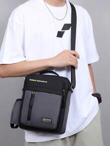 Túi đeo vai phối màu thời trang, đơn giản, thoải mái và tiện dụng, túi xách công sở, túi đựng máy ảnh, túi đeo hông, túi đựng điện thoại, túi du lịch. - màu đen - Xem 8