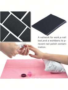 Disposable Pink Black Nail Art Table Mat 3 Lays Waterproof Foldable Clean Pads Tablecloth Cleaning Manicure Napkins,Multifunction Beauty Tattoo Dental Drapes Waterproof Tablecloth Manicure Tool - Black - View 6