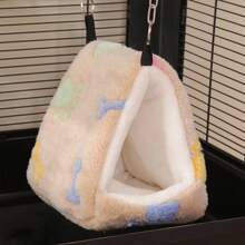 1 Pc Cute Print Pet Bird Parrot Cages Warm Plush Hammock Hut Tent Bed Hanging Cave For Sleeping And Hatching Bird Accessories