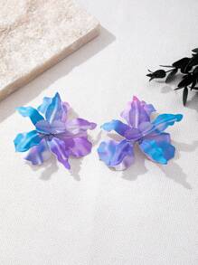 1 Pair Flower Pendant Earrings, European And American Fashion Vacation Style For Women, Color And Flower Shape Randomly Assorted