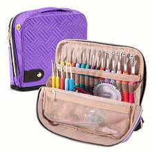 Quilted Empty Crochet Hook Case - Crochet Hook Organizer Case Stand Up-Corchet Organizer - Crochet Hook Holder For Knitting & Crochet Supplies, Crochet Needles, Crochet Accessories & Knitting Gifts - Multicolor - View 11