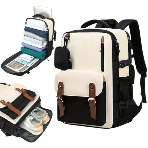 MIKOMIKA Mochila de Viaje para Cabina de Avion 43x30x18 para Vuelo Barato, Equipaje de Mano y Espaciosa con Compartimento para Zapatos y Mochila Antirrobo Multifuncional para Viajes 266
