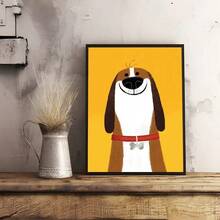 1 件复古卡通可爱狗动漫绘画艺术印刷品现代家居办公室装饰，非常适合客厅、卧室、厨房等装饰礼物可选框架