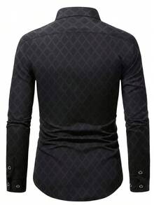 Men's Formal Casual Commuter Diamond Patterned Long Sleeve Shirt, For Fall