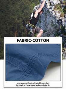 KEFITEVD Mens 3/4 Length Cargo Work Pants Cotton Twill Outdoor Hiking Shorts Ripstop Pants - Blue Gray - View 7