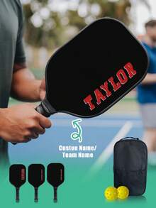 Racket Custom Name Or Team Name Red Letters Black Minimal Style Passion 16mm Kimchi Ball Paddle Fiberglass Surface High Grit And Rotating One-Piece Infinity Sports Racket Gift - Multicolor - View 2