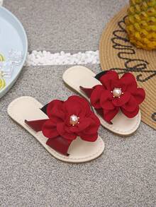 Summer New Fashionable Sparkling Rhinestones Beaded Girls' Soft Bottom Square Toe Slippers.