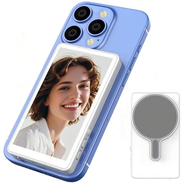 [Monitor magnético para vlogs] Monitor magnético recargable para vlogs y selfies | Doble alimentación de 36V (batería/USB), compatible con teléfonos iOS y Android | Para transmisión en vivo, creación de contenido y selfies