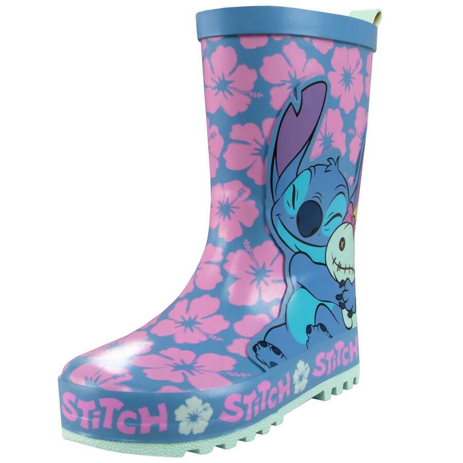 Lilo & Stitch Disney Stitch Wellies | Lilo And Stitch Girls Wellies | Kids Wellington Boots | Girls' Boots | Official Merchandise | Fast UK Delivery Shipping | Trusted UK Seller | Great Gift For Kids | Perfect For Back To School, Halloween, Birthdays And Christmas - Blue - View 1