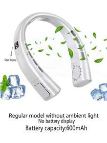 1pc Neck Hanging Fan, Bladeless Portable Neck Fan, Long Battery Life, 5 Adjustable Speeds, LED Display, Dimmable Light, Suitable For Students, Office, Outdoor Travel, Perfect Gift, Holiday Essential
