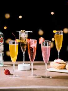 6-Ounce Clear Champagne Glasses, Disposable Cups Suitable For Parties, Weddings, Banquets, Family Holidays, Picnics, Cocktails, Mimosas, Bars, Engagements, Thanksgiving, Christmas, And Baking