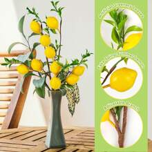 1 pièce Branche artificielle de citron de 60 cm à 5 têtes, en matériau PE, plante artificielle, fleurs artificielles, décoration pour la Fête des Mères, décoration de saison de mariage, centre de table, plante artificielle, décoration de chambre, de bureau, de jardin, décoration de fête, de dortoir scolaire, de bureau