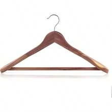 10 Cedar Wood 45cm Broad Ended Suit Clothes Hanger With NonSlip Ridged Trouser Bar - Natural - View 4