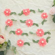 1 Peça Guirlanda de Flor de Feltro Boho Feita à Mão com Corda de Juta, Adequada para Decoração de Casa, Decoração de Festa, Decoração de Parede