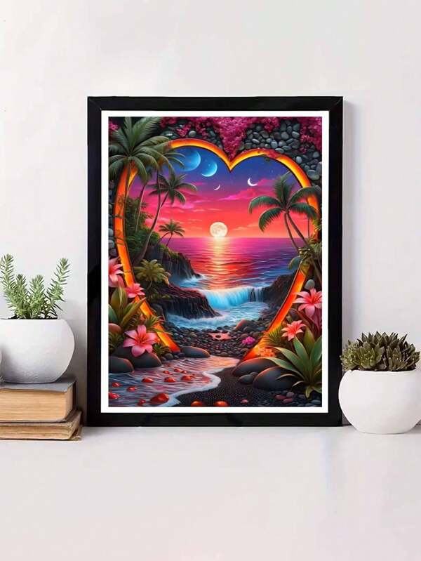 طقم رسم الألماس - مجموعة فن الألماس بشكل قلب، بدون إطار 5D DIY رسم بالخرز، تطريز كامل فني، عمل فني بالغرز المتقاطعة لديكور المنزل، مناسب لهدايا عيد الأب، عيد الأم، أعياد الميلاد والمناسبات المختلفة