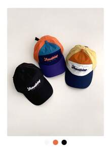 1pc New Arrival Contrasting Color Wide Brim Small Face Baseball Cap, Student Letter American Style Baseball Hat,