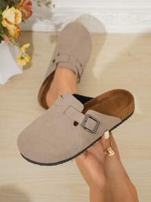Nuevas sandalias de corcho cerradas tipo mula para niña 2025, pantuflas de corcho suaves tipo slip-on