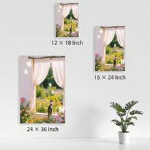 1 Pc Canvas Painting,Framed Picture, Cat, Window, Curtains, Flowers, Garden, Butterflies ,Wood Framed Painting (1) Thickness 2.5 Cm/ 1 Inch-Home Decoration For All Occasions,Ideal New Year, Valentine's Day,Thanksgiving,Easter,Christmas Gift,Room Decoration Aesthetic,Wall Decoration Art,Perfect Gift,Autumn And Winter Wall Decoration,Living Room Decoration, Bedroom Decoration, Kitchen Decoration, Entry Decoration, Bathroom Decoration, Direct Wall Painting, High Quality Wall Painting Poster,Modern Home Decoration Stretched And Framed Ready To Hang