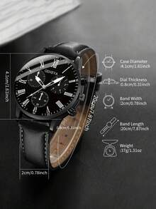 3PCS Men's Fashion Casual Simple Handsome Watch Sunglasses Wallet - Black - View 6