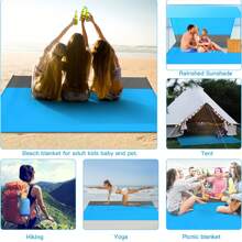 Couverture de plage surdimensionnée et étanche, tapis de plage pliable et imperméable avec poche, portable et léger pour pique-nique, plage de sable, pique-nique en extérieur. Couverture de plage étanche et résistante au sable, idéale pour les pique-niques, les voyages, le camping et la randonnée. Profitez de la plage sans le désordre, couverture de pique-nique