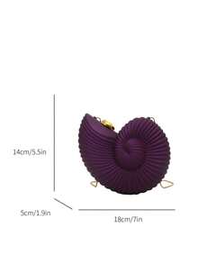Elegant Seashell Design Women's Party Handbag, Fashionable Shiny Evening Bag With Chain Strap For Shoulder/Crossbody, Earphone, Lipstick And Coin Purse - Purple - View 10