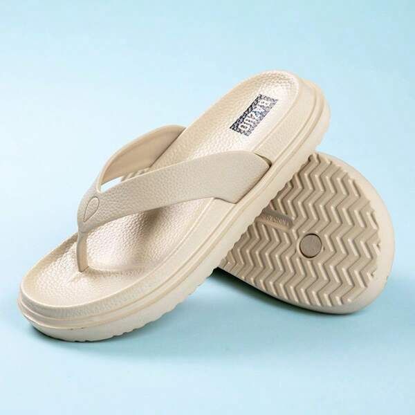 Women Solid Color Preppy Style Outdoor Beach Slippers, Summer