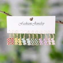 6 Pairs Cute Mini Food & Candy Charm Hoop Earrings, Holiday Gift, Party Favor For Women And Girls