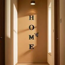 1 Set Of 5pcs 3D Mirror Wall Stickers With Slogan Home Decor Wall Decals, Butterfly Stickers, "HOME" Letters, Self-Adhesive Acrylic Mirror Stickers For Wall/Corridor/Bedroom/Entrance/Doorway Decor, Home Party Decorations