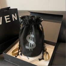 Sac à dos en canevas avec fermeture à cordon, sac d'argent vêtements avec logo dollar, sac de transport pour fêtes, cadeaux, banques, braquages, pirates, cowboys, jeux de rôle, fêtes à thème, fournitures scolaires, rentrée scolaire