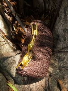 Bolso de lujo para mujer, estilo trenzado para vacaciones, banquete, con asa de metal ondulada, media luna, perfecto para vacaciones, fiestas, bodas, banquetes, se puede combinar con vestido de novia, vestido diario, vestido de fiesta, vestido de cumpleaños, vestido de fiesta para mujer