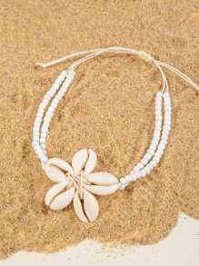 1 Stück Damen Strand Muschel Knöchelkette, minimalistisches Perlen Fußkettchen, vielseitig für den täglichen Gebrauch