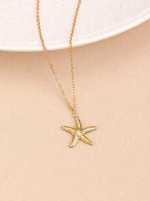 1入組時尚不銹鋼海星吊墜項鏈適合女士日常裝飾