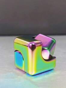 1 件魔方魔术骰子金属可旋转拼图立方体，彩虹旋转和学习减压桌面玩具，适合特殊需要、多动症、万圣节、圣诞节礼物 - 彩色 - 查看 13