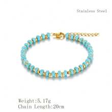 1pc Fashion Minimalist Versatile Stainless Steel & Natural Stone Bracelet, Multi-Color Options Suitable For Women Daily Wear
