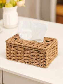 1 件编织纸巾盒架，带盖矩形纸巾盒，藤条编织纸巾盒架，波西米亚风格装饰编织纸巾盒架，适用于浴室、卧室、架子、客厅，手工编织带盖纸巾盒，内衬，纸巾收纳盒，适合家庭、餐厅、酒店，现代简约设计，适用于办公室